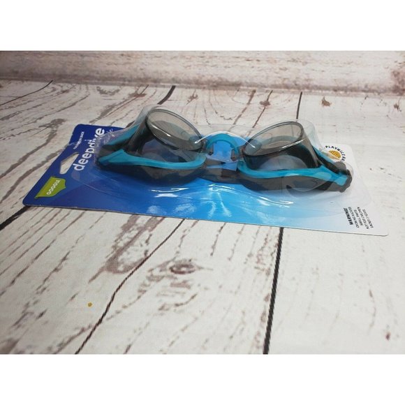 Deep Dive By Triangle Flexible Nose Bridge Teal Blue Black Swimming Goggles - Picture 3 of 5